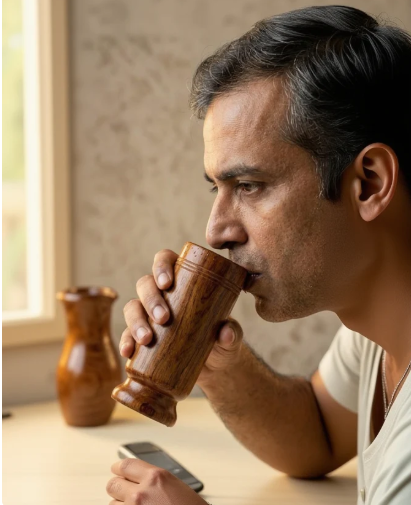 Herbal Vijaysar Wooden Glass – Natural Ayurvedic Wellness Companion