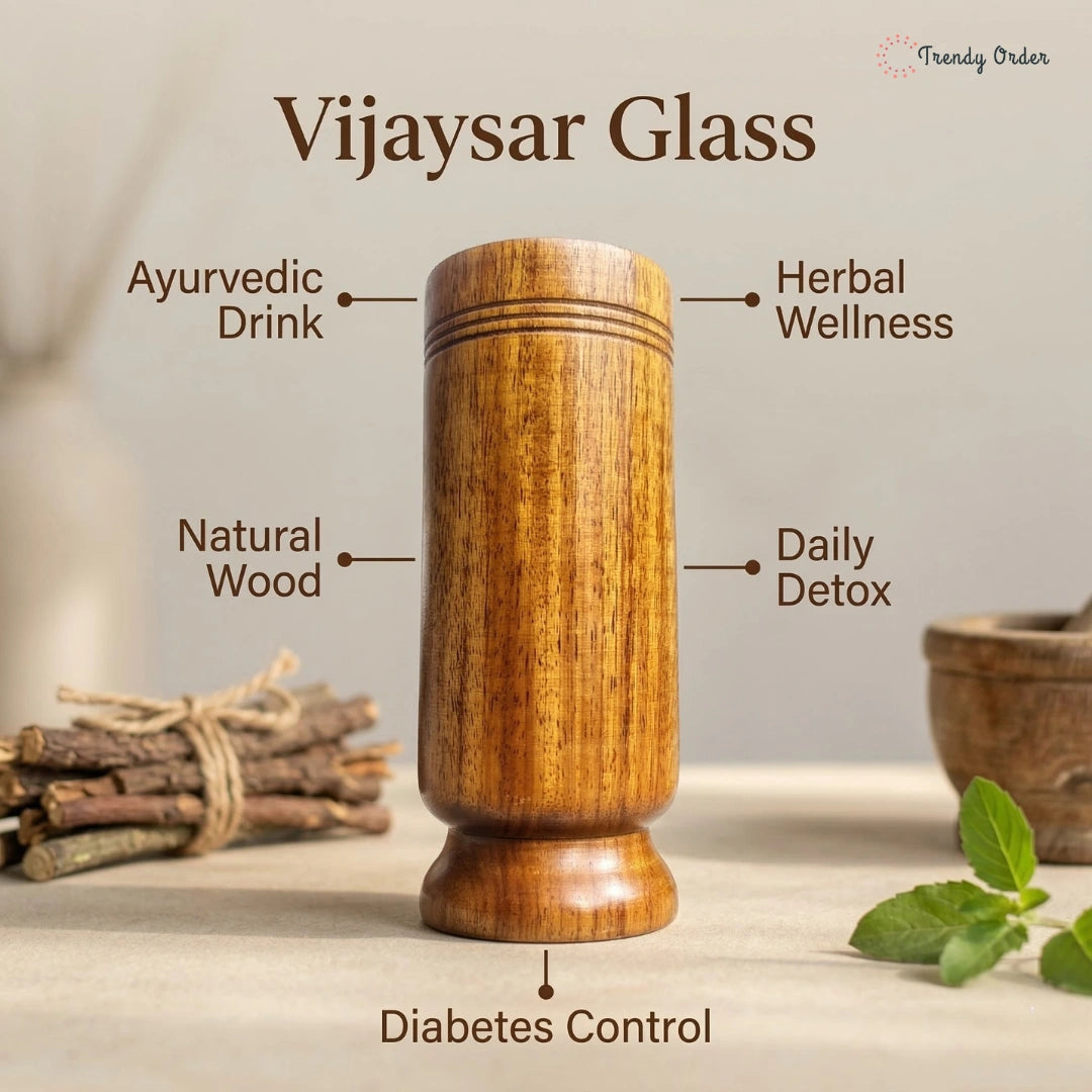 Herbal Vijaysar Wooden Glass – Natural Ayurvedic Wellness Companion