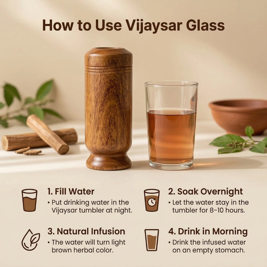 Herbal Vijaysar Wooden Glass – Natural Ayurvedic Wellness Companion