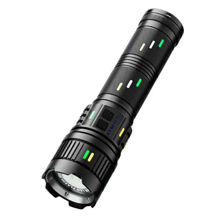 Super Power Long Range Rechargeable LED Flashlight Zoomable Torch – 2KM, Torch with a 40000 mah battery, for Hunting, Searching, Fishing, Exploring