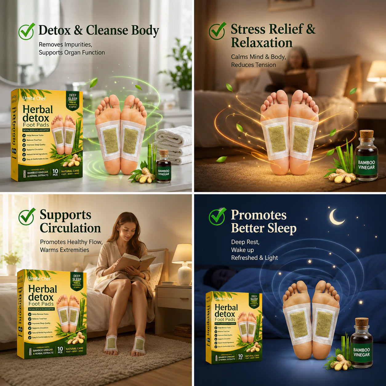 Herbal And Gentle Ingredient Detox Wellness Foot Patches – Overnight Self-Care Support (Pack of 1) 10 Patches.