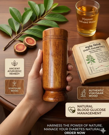 Herbal Vijaysar Wooden Glass – Natural Ayurvedic Wellness Companion