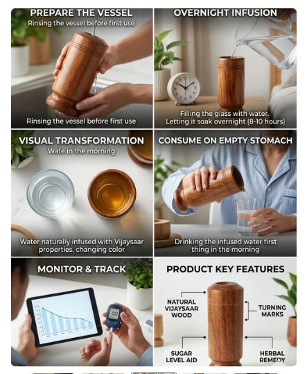 Herbal Vijaysar Wooden Glass – Natural Ayurvedic Wellness Companion