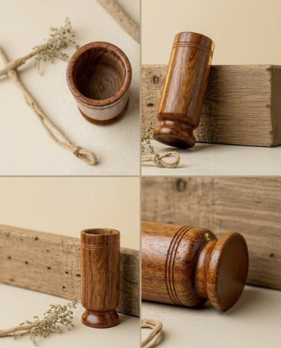 Herbal Vijaysar Wooden Glass – Natural Ayurvedic Wellness Companion